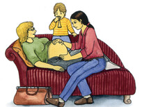 Postkarte Hebammenbesuch