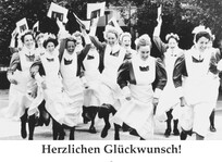 Postkarte Glückwunsch "Jubelnde Schwestern"