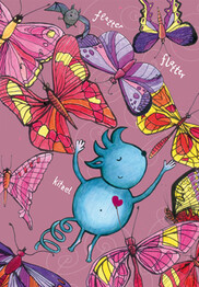 Postkarte Bauchweh Schmetterlinge