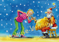 Hebamuse Weihnachts-Postkarte Hörrohr